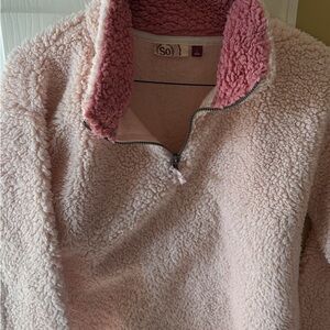 SO Blush Pink Sherpa Quarter-Zip Pullover